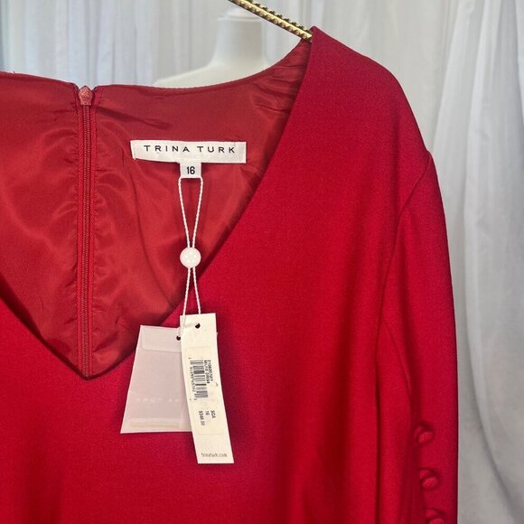 Trina Turk Selfie Shift Dress Red NEW with Tags Ladies Size 16 Evening Career - Picture 8 of 10